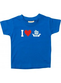 Süßes Kinder T-Shirt I Love Wikingerschiff, Kapitän, royal, 0-6 Monate