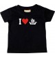 Süßes Kinder T-Shirt I Love Wikingerschiff, Kapitän, schwarz, 0-6 Monate