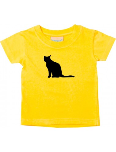Baby T-Shirt lustige Tiermotive, Katze, Kätzchen, gelb, 0-6 Monate