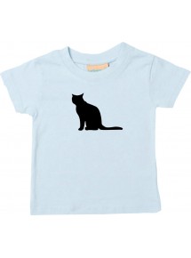 Baby T-Shirt lustige Tiermotive, Katze, Kätzchen, hellblau, 0-6 Monate