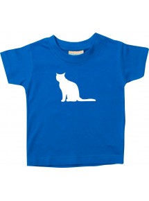 Baby T-Shirt lustige Tiermotive, Katze, Kätzchen, royalblau, 0-6 Monate