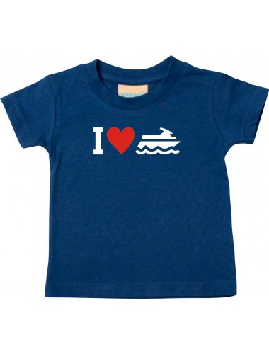 Süßes Kinder T-Shirt I Love Jestski, Kapitän, navy, 0-6 Monate