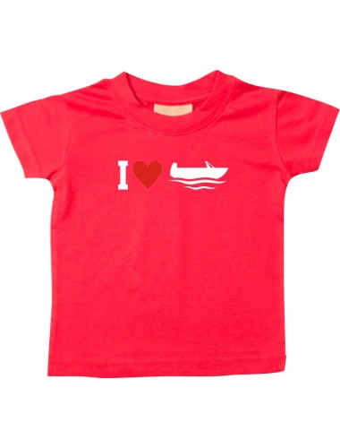 Süßes Kinder T-Shirt I Love Angelkahn, Kapitän, rot, 0-6 Monate
