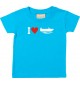 Süßes Kinder T-Shirt I Love Angelkahn, Kapitän, türkis, 0-6 Monate