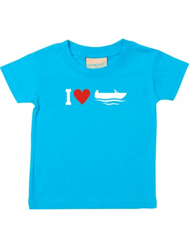 Süßes Kinder T-Shirt I Love Angelkahn, Kapitän, türkis, 0-6 Monate