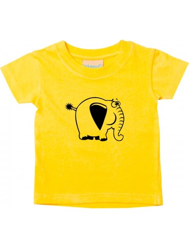 Kinder T-Shirt  Funny Tiere Elefant gelb, 0-6 Monate