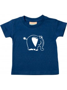 Kinder T-Shirt  Funny Tiere Elefant navy, 0-6 Monate