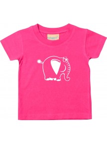 Kinder T-Shirt  Funny Tiere Elefant pink, 0-6 Monate