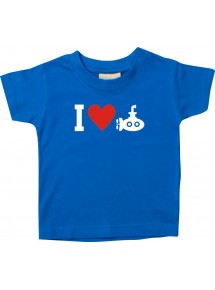 Süßes Kinder T-Shirt I Love U-Boot, Tauchboot, Kapitän, royal, 0-6 Monate