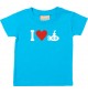 Süßes Kinder T-Shirt I Love U-Boot, Tauchboot, Kapitän, türkis, 0-6 Monate