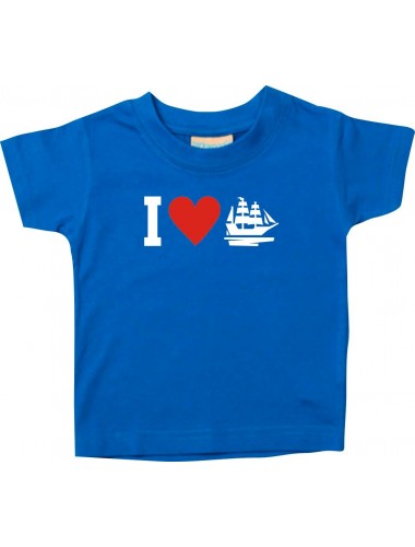 Süßes Kinder T-Shirt I Love Segelyacht, Kapitän, royal, 0-6 Monate