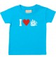 Süßes Kinder T-Shirt I Love Segelyacht, Kapitän, türkis, 0-6 Monate
