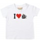 Süßes Kinder T-Shirt I Love Segelyacht, Kapitän, weiß, 0-6 Monate
