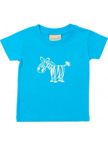 Kinder T-Shirt  Funny Tiere Zebra tuerkis, 0-6 Monate