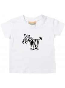 Kinder T-Shirt  Funny Tiere Zebra weiss, 0-6 Monate
