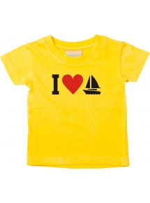 Süßes Kinder T-Shirt I Love Segelboot, Kapitän, Skipper