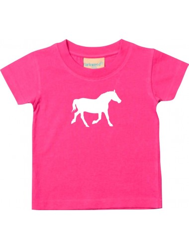 Baby T-Shirt lustige Tiermotive, Pferd, Pony, fuchsia, 0-6 Monate