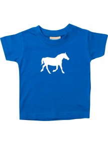 Baby T-Shirt lustige Tiermotive, Pferd, Pony, royalblau, 0-6 Monate