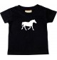 Baby T-Shirt lustige Tiermotive, Pferd, Pony, schwarz, 0-6 Monate