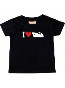 Süßes Kinder T-Shirt I Love Yacht, Boot, Kapitän, Skipper, schwarz, 0-6 Monate
