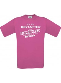 Männer-Shirt Ich bin Bestatter, weil Superheld kein Beruf ist, pink, Größe L