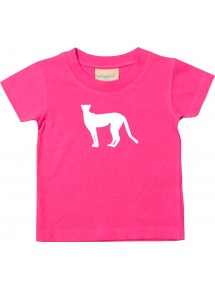 Baby T-Shirt lustige Tiermotive, Panda, Puma, Raubkatze, fuchsia, 0-6 Monate