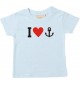 Süßes Kinder T-Shirt I love Anker Kapitän Skipper, hellblau, 0-6 Monate