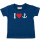 Süßes Kinder T-Shirt I love Anker Kapitän Skipper, navy, 0-6 Monate