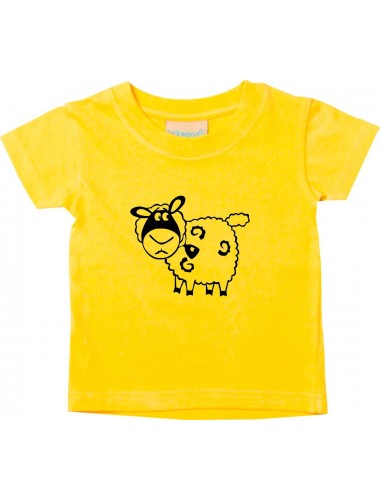 Kinder T-Shirt  Funny Tiere Schaf Schäfchen gelb, 0-6 Monate