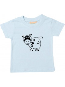 Kinder T-Shirt  Funny Tiere Schaf Schäfchen hellblau, 0-6 Monate