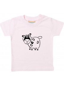 Kinder T-Shirt  Funny Tiere Schaf Schäfchen rosa, 0-6 Monate