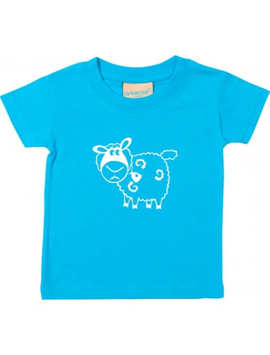 Kinder T-Shirt  Funny Tiere Schaf Schäfchen tuerkis, 0-6 Monate