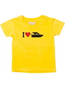 Süßes Kinder T-Shirt I Love Yacht, Kapitän, Skipper, gelb, 0-6 Monate