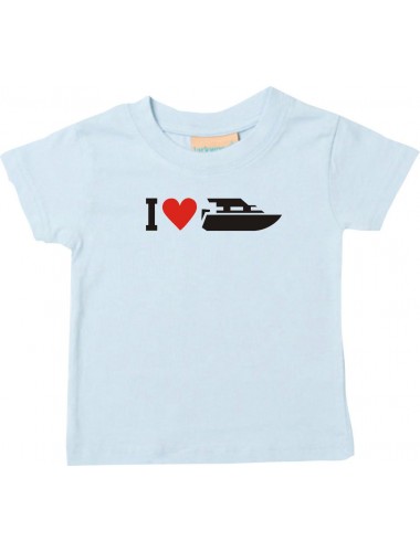 Süßes Kinder T-Shirt I Love Yacht, Kapitän, Skipper, hellblau, 0-6 Monate