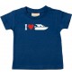 Süßes Kinder T-Shirt I Love Yacht, Kapitän, Skipper, navy, 0-6 Monate