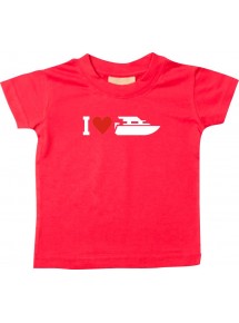 Süßes Kinder T-Shirt I Love Yacht, Kapitän, Skipper, rot, 0-6 Monate