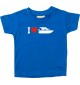 Süßes Kinder T-Shirt I Love Yacht, Kapitän, Skipper, royal, 0-6 Monate