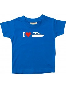 Süßes Kinder T-Shirt I Love Yacht, Kapitän, Skipper, royal, 0-6 Monate