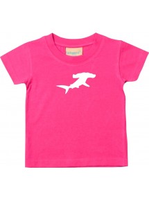 Baby T-Shirt lustige Tiermotive, Hai, Hammerhai, fuchsia, 0-6 Monate