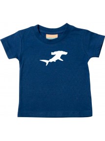 Baby T-Shirt lustige Tiermotive, Hai, Hammerhai, blau, 0-6 Monate