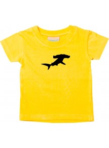 Baby T-Shirt lustige Tiermotive, Hai, Hammerhai, gelb, 0-6 Monate