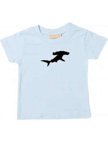 Baby T-Shirt lustige Tiermotive, Hai, Hammerhai, hellblau, 0-6 Monate