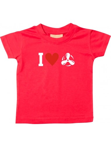Süßes Kinder T-Shirt I Love Motorschraube, Kapitän, rot, 0-6 Monate