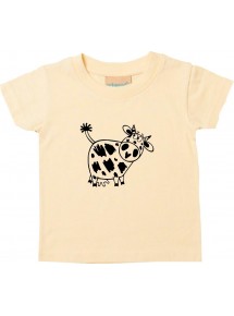 Kinder T-Shirt  Funny Tiere Kuh hellgelb, 0-6 Monate