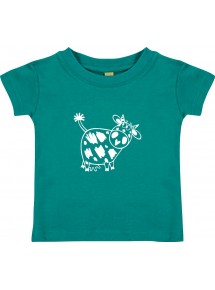 Kinder T-Shirt  Funny Tiere Kuh jade, 0-6 Monate