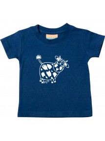 Kinder T-Shirt  Funny Tiere Kuh navy, 0-6 Monate