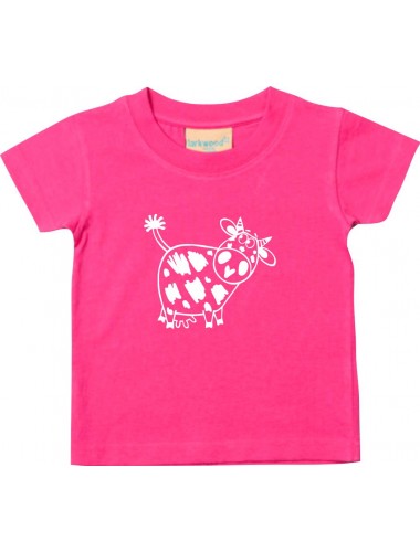 Kinder T-Shirt  Funny Tiere Kuh pink, 0-6 Monate