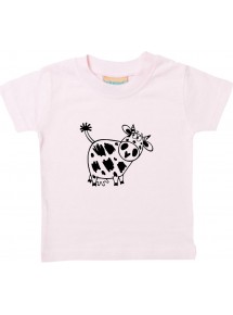Kinder T-Shirt  Funny Tiere Kuh rosa, 0-6 Monate