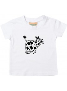 Kinder T-Shirt  Funny Tiere Kuh weiss, 0-6 Monate