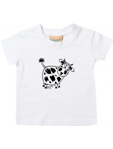 Kinder T-Shirt  Funny Tiere Kuh weiss, 0-6 Monate